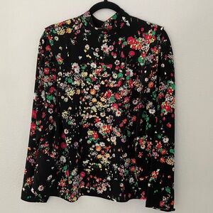H&M Fall Winter Floral Long Sleeve Women's Blouse Feminine Work Top Medium